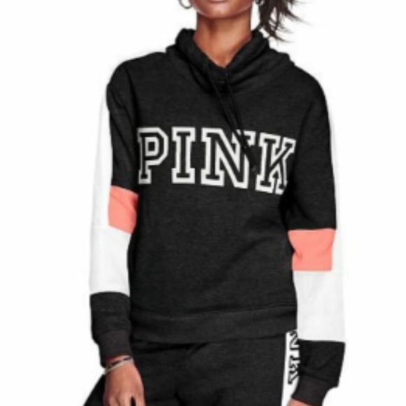PINK Victoria's Secret Sweaters - Pink Victoria’s Secret Colorblock Drawstring Turtle Neck Pullover Sweater Small